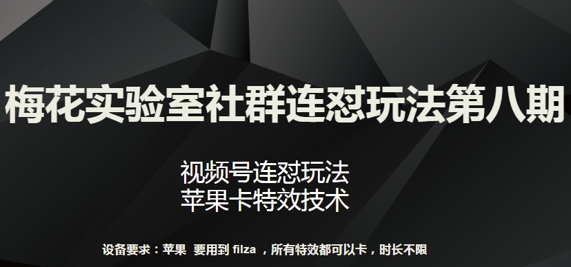 梅花实验室社群连怼玩法第八期，视频号连怼玩法 苹果卡特效技术-唐人网创