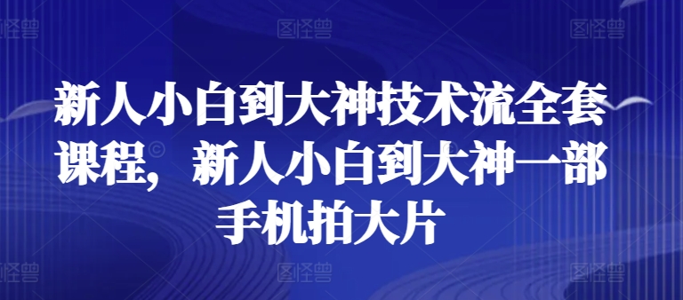 新人小白到大神技术流全套课程，新人小白到大神一部手机拍大片-唐人网创