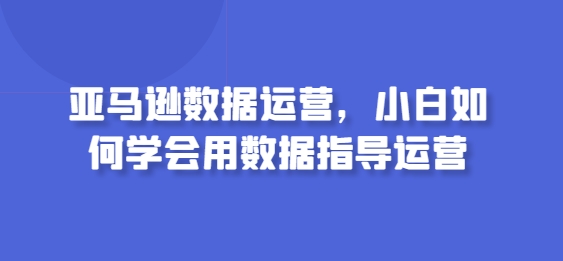 亚马逊数据运营，小白如何学会用数据指导运营-唐人网创