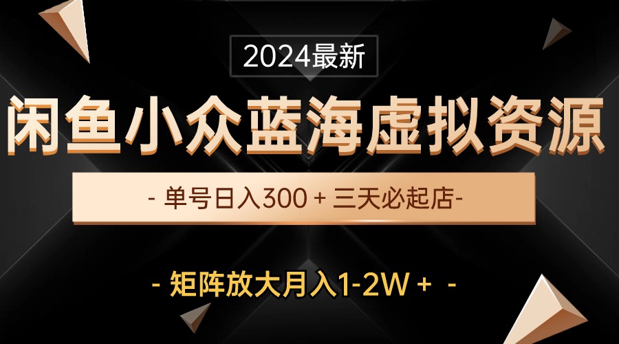 （10336期）最新闲鱼小众蓝海虚拟资源，单号日入300＋，三天必起店，矩阵放大月入1-2W-唐人网创