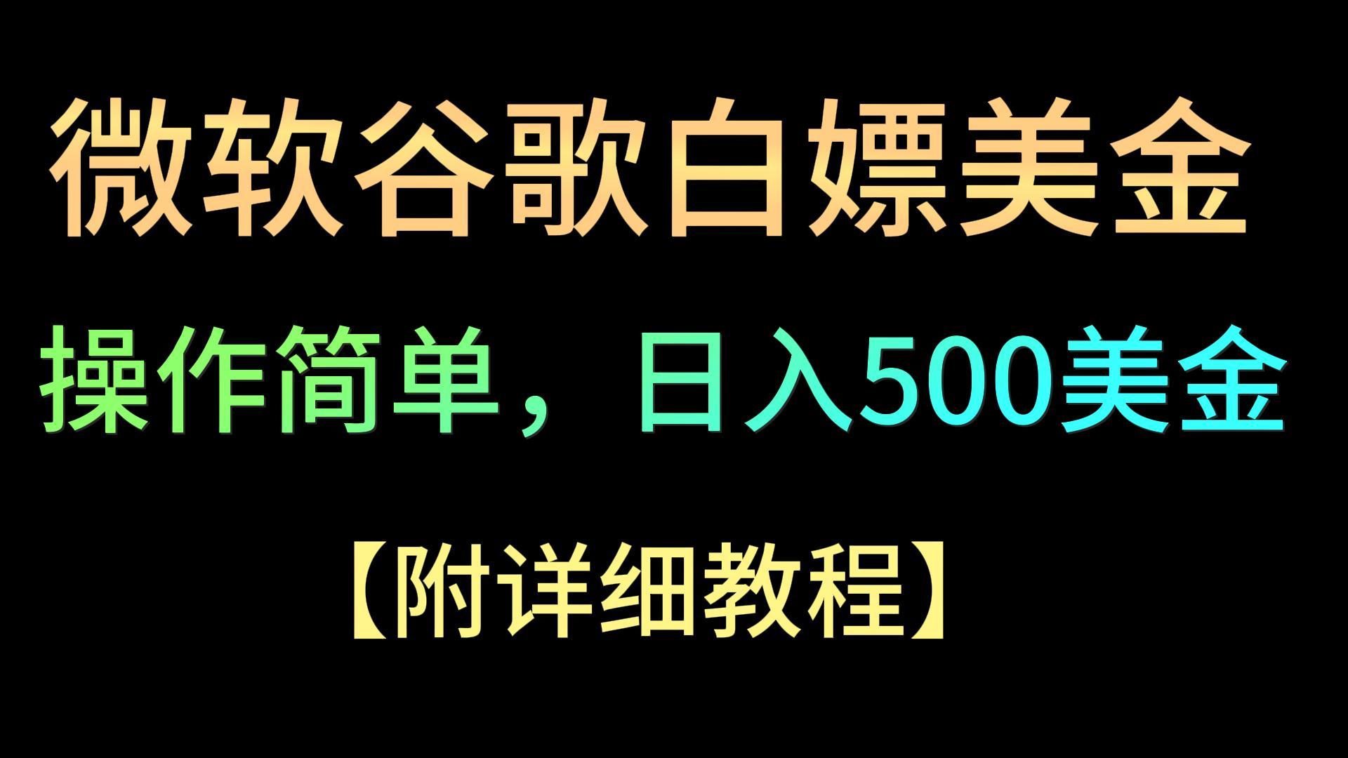 微软谷歌项目3.0，轻松日赚500+美金，操作简单，小白也可轻松入手！-唐人网创