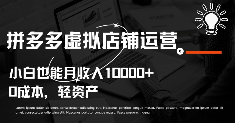 拼多多虚拟店铺运营小白也能月收入10000+-唐人网创