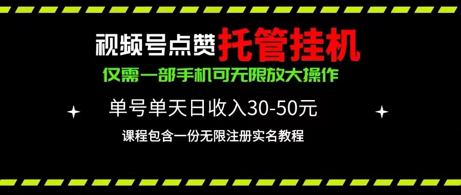 （10644期）视频号点赞托管挂机，单号单天利润30~50，一部手机无限放大（附带无限…-唐人网创