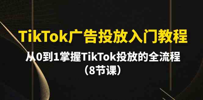 TikTok广告投放入门教程，从0到1掌握TikTok投放的全流程（8节课）-唐人网创