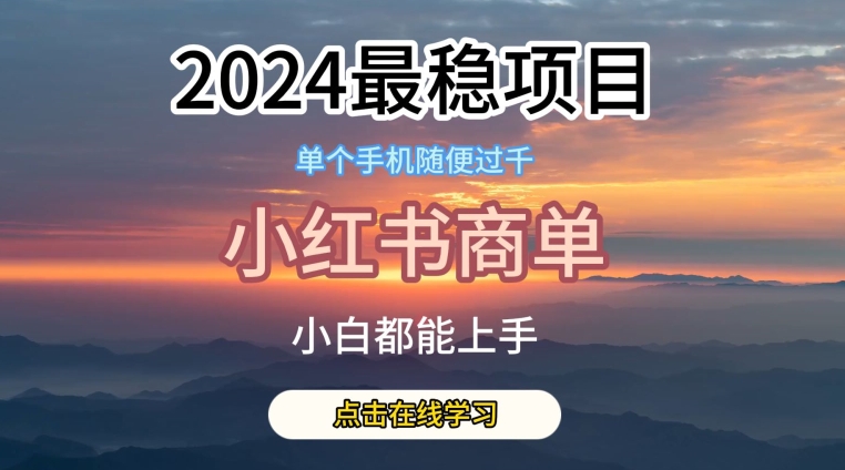 2024最稳蓝海项目，小红书商单项目，没有之一-唐人网创