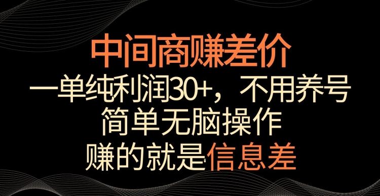 中间商赚差价，一单纯利润30+，简单无脑操作，赚的就是信息差，轻轻松松日入1000+【揭秘】-唐人网创