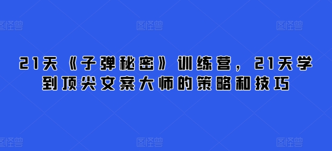 21天《子弹秘密》训练营，21天学到顶尖文案大师的策略和技巧-唐人网创