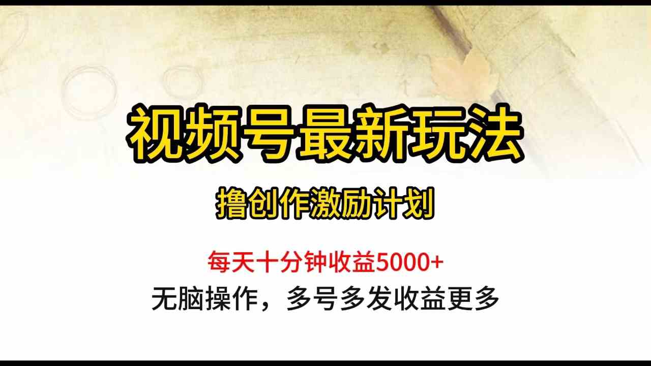 （10087期）视频号最新玩法，每日一小时月入5000+-唐人网创
