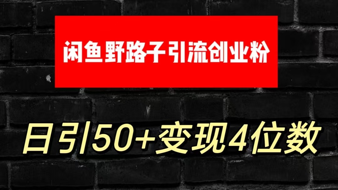 大眼闲鱼野路子引流创业粉，日引50+单日变现四位数-唐人网创
