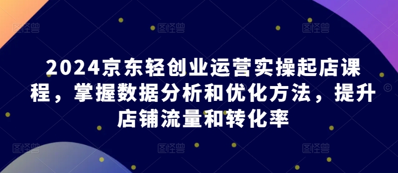 2024京东轻创业运营实操起店课程，掌握数据分析和优化方法，提升店铺流量和转化率-唐人网创