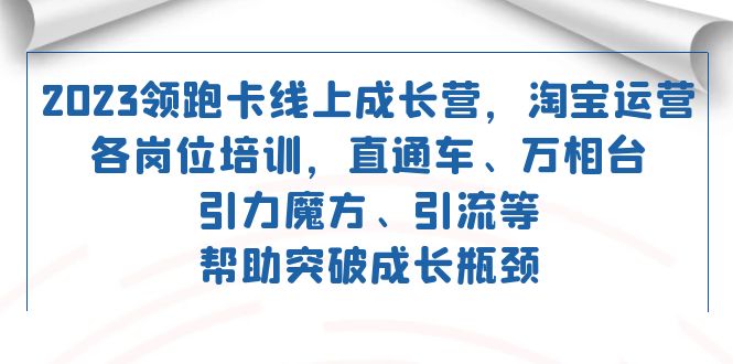 2023领跑·卡 线上成长营 淘宝运营各岗位培训 直通车 万相台 引力魔方 引流-唐人网创