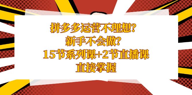 拼多多运营不理想？新手不会做？15节系列课+2节直播课，直接掌握-唐人网创