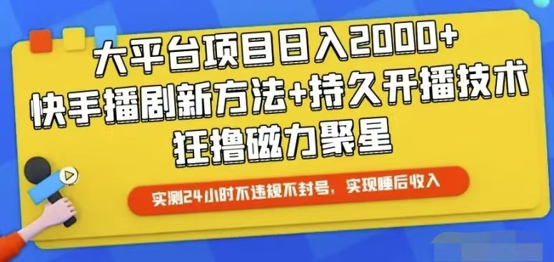 （10694期）快手24小时无人直播，真正实现睡后收益-唐人网创