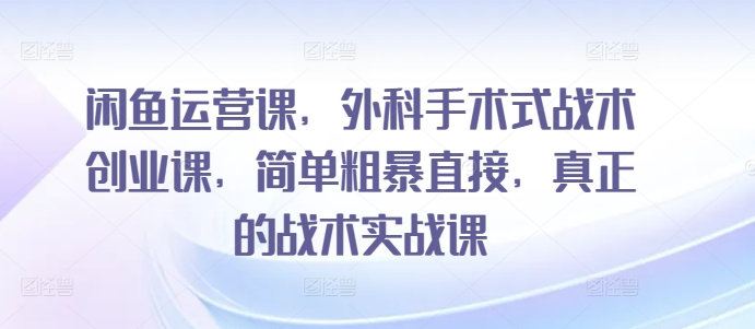 闲鱼运营课，外科手术式战术创业课，简单粗暴直接，真正的战术实战课-唐人网创