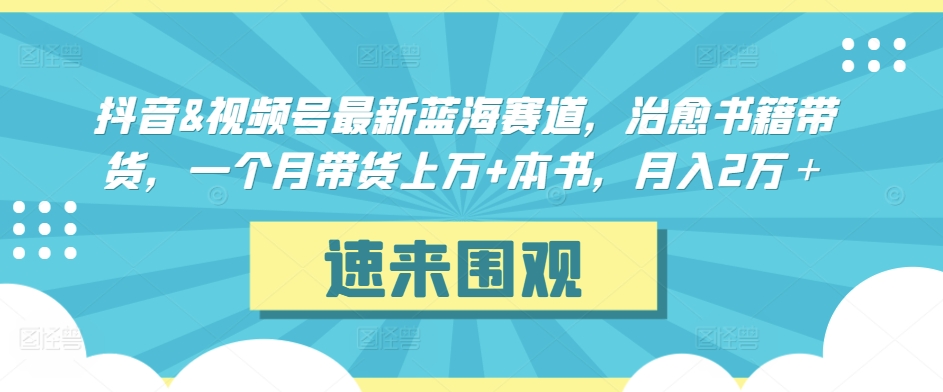 抖音&视频号最新蓝海赛道，治愈书籍带货，一个月带货上万+本书，月入2万＋-唐人网创
