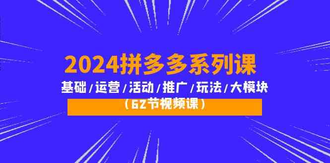 2024拼多多系列课：基础/运营/活动/推广/玩法/大模块（62节视频课）-唐人网创