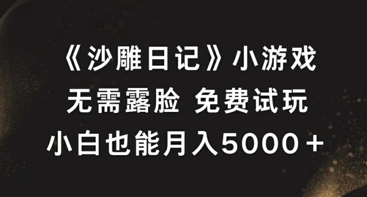 《沙雕日记》小游戏，无需露脸免费试玩，小白也能月入5000+【揭秘】-唐人网创