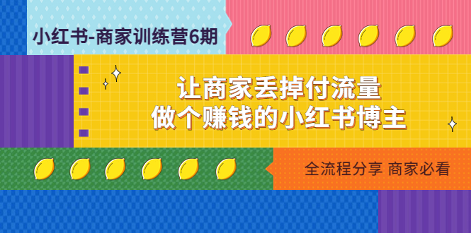 小红书-商家训练营12期：让商家丢掉付流量，做个赚钱的小红书博主-唐人网创