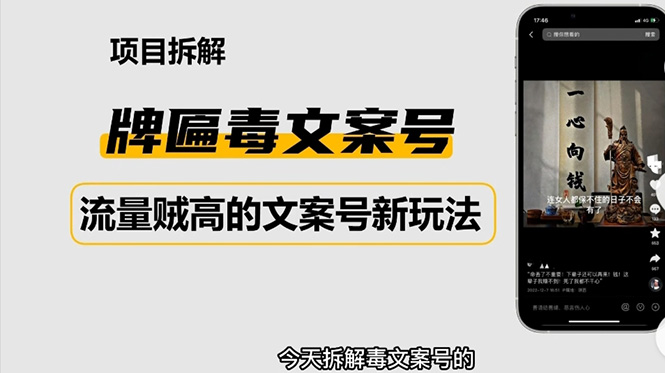 2023抖音快手毒文案新玩法，牌匾文案号，起号快易变现-唐人网创