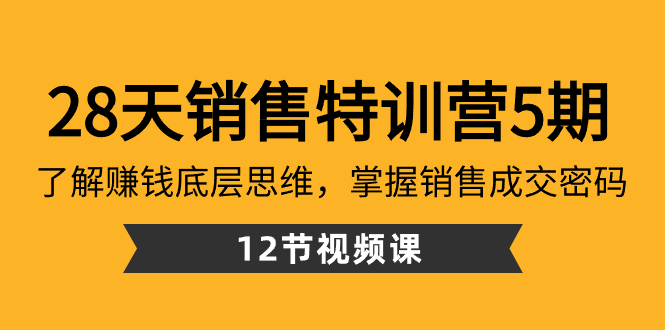 28天·销售特训营5期：了解赚钱底层思维，掌握销售成交密码（12节课）-唐人网创