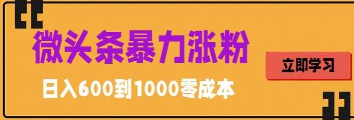 微头条暴力涨粉技巧搬运文案就能涨几万粉丝，简单0成本，日赚600-唐人网创