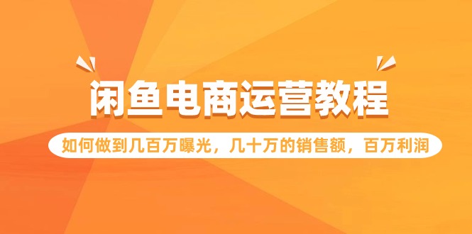 闲鱼电商运营教程：如何做到几百万曝光，几十万的销售额，百万利润-唐人网创