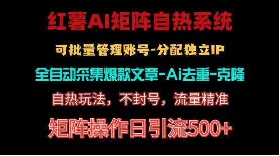 红薯矩阵自热系统，独家不死号引流玩法！矩阵操作日引流500+-唐人网创