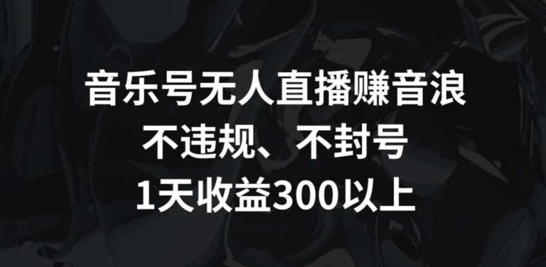 音乐号无人直播赚音浪，不违规、不封号，1天收益300+-唐人网创