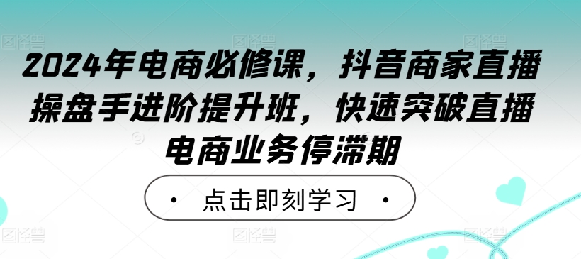 2024年电商必修课，抖音商家直播操盘手进阶提升班，快速突破直播电商业务停滞期-唐人网创