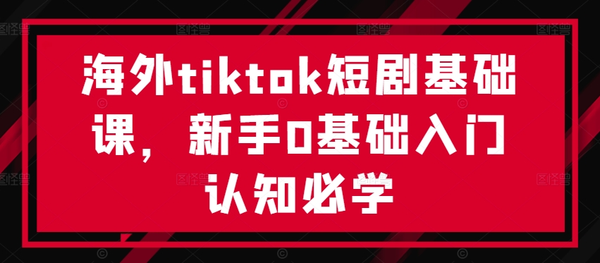 海外tiktok短剧基础课，新手0基础入门认知必学-唐人网创