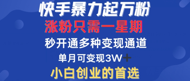 快手暴力起万粉，涨粉只需一星期，多种变现模式，直接秒开万合，单月变现过W【揭秘】-唐人网创
