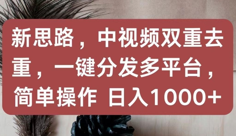 新思路，中视频双重去重，一键分发多平台，简单操作，日入1000+-唐人网创