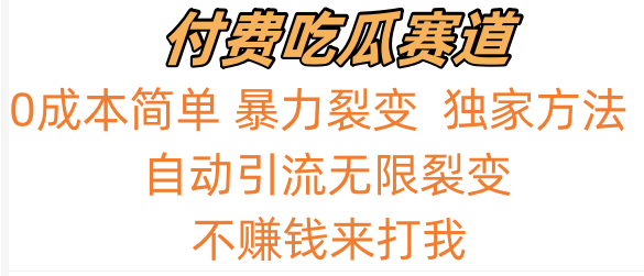 吃瓜付费赛道，暴力无限裂变，0成本，实测日入700+！！！-唐人网创
