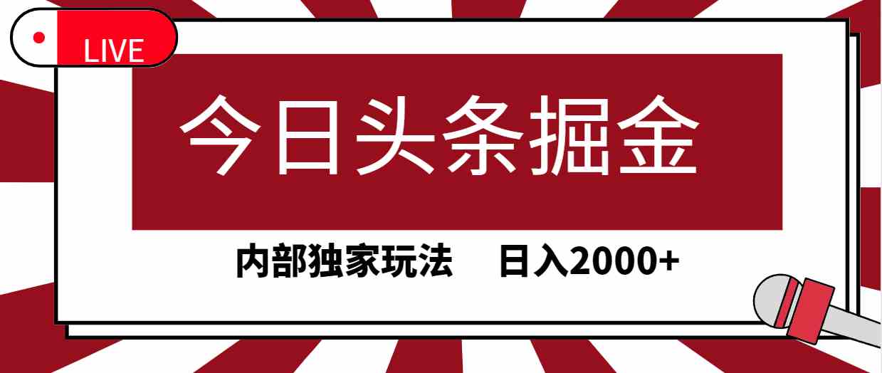 （9832期）今日头条掘金，30秒一篇文章，内部独家玩法，日入2000+-唐人网创