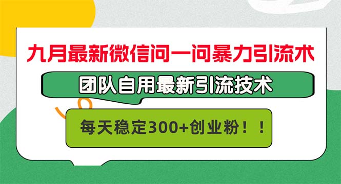 九月最新微信问一问暴力引流术，团队自用引流术，每天稳定300+创…-唐人网创