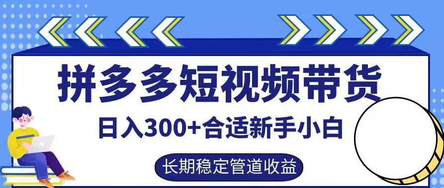 拼多多短视频带货日入300+有长期稳定被动收益，合适新手小白【揭秘】-唐人网创